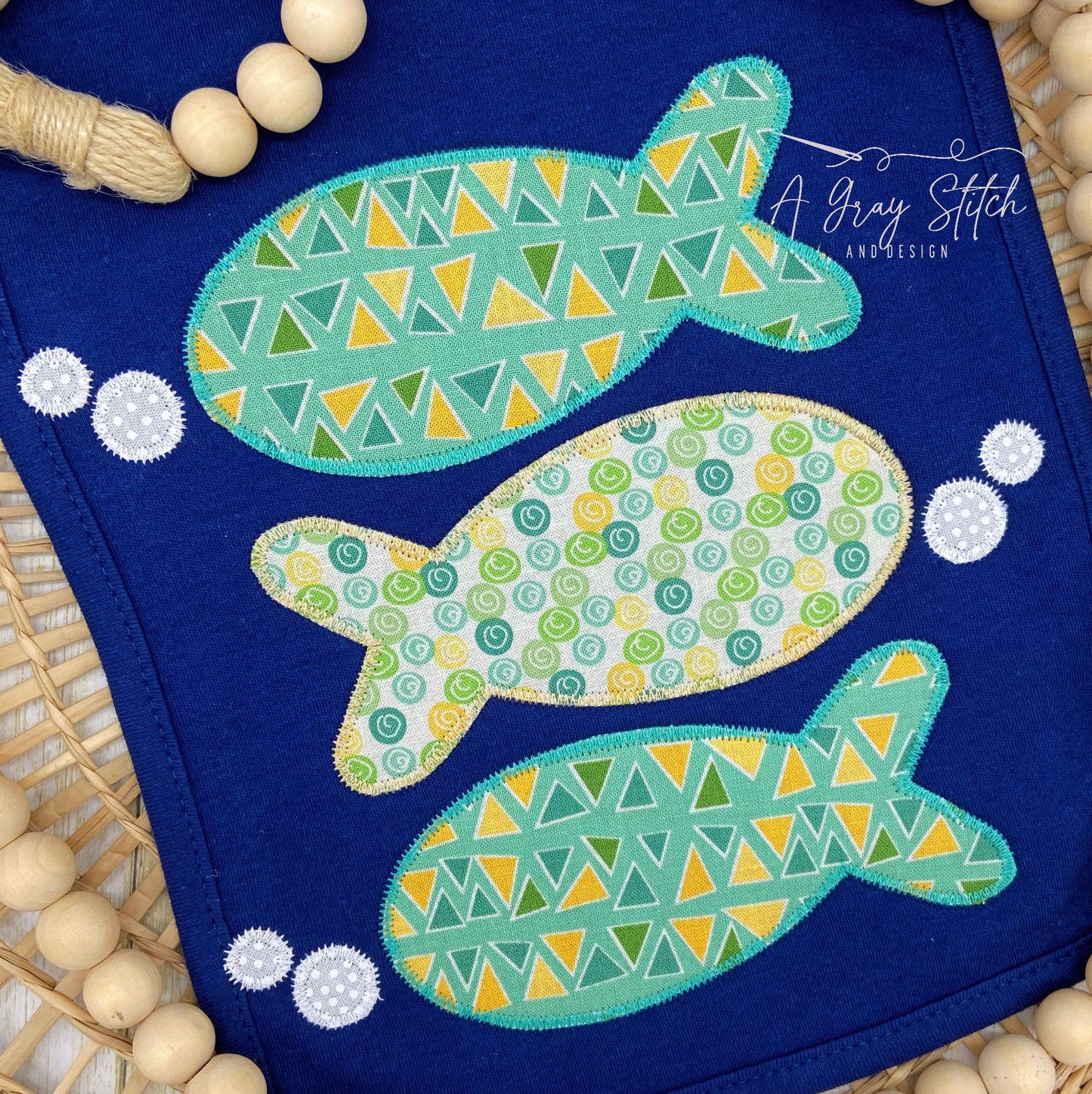 Fish Trio Zig Zag Applique