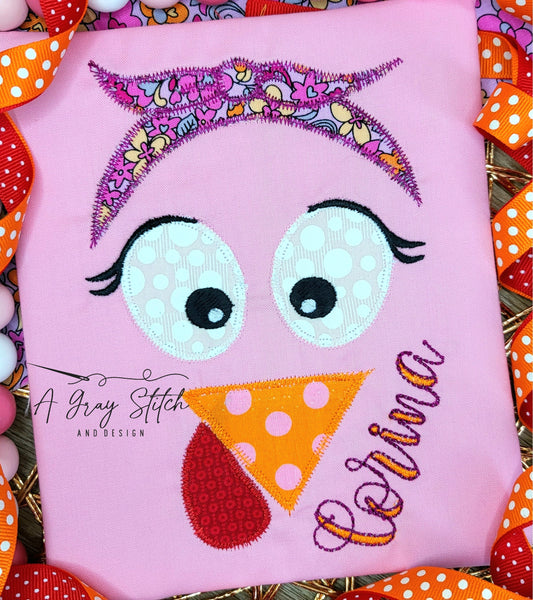 Zig Zag Applique Turkey Face with Headband Machine Embroidery Design Quick Stitch