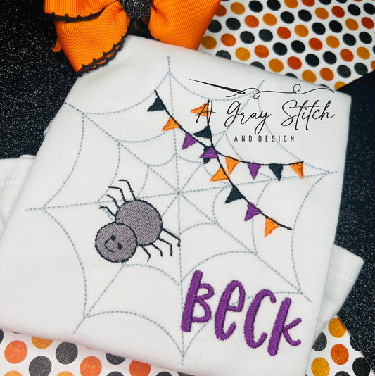 Party Spider Web with Fill Stitch Spider Machine Embroidery Design