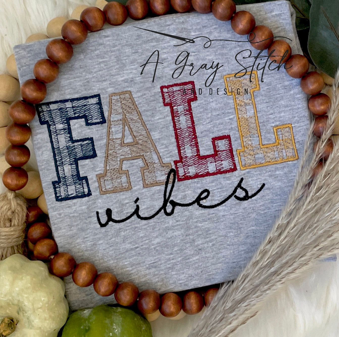 Sketch Fill Plaid Fall Vibes Machine Embroidery Quick Stitch Girly Design