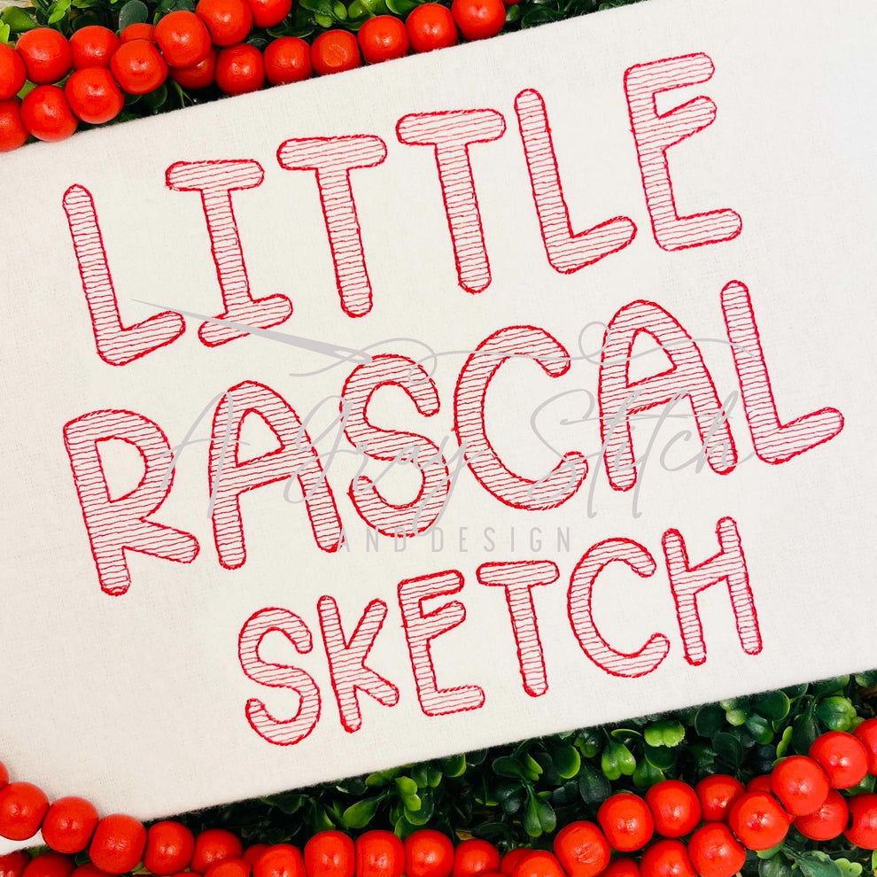 Little Rascal Sketch Font Alphabet BX included – A Gray Stitch and Design
