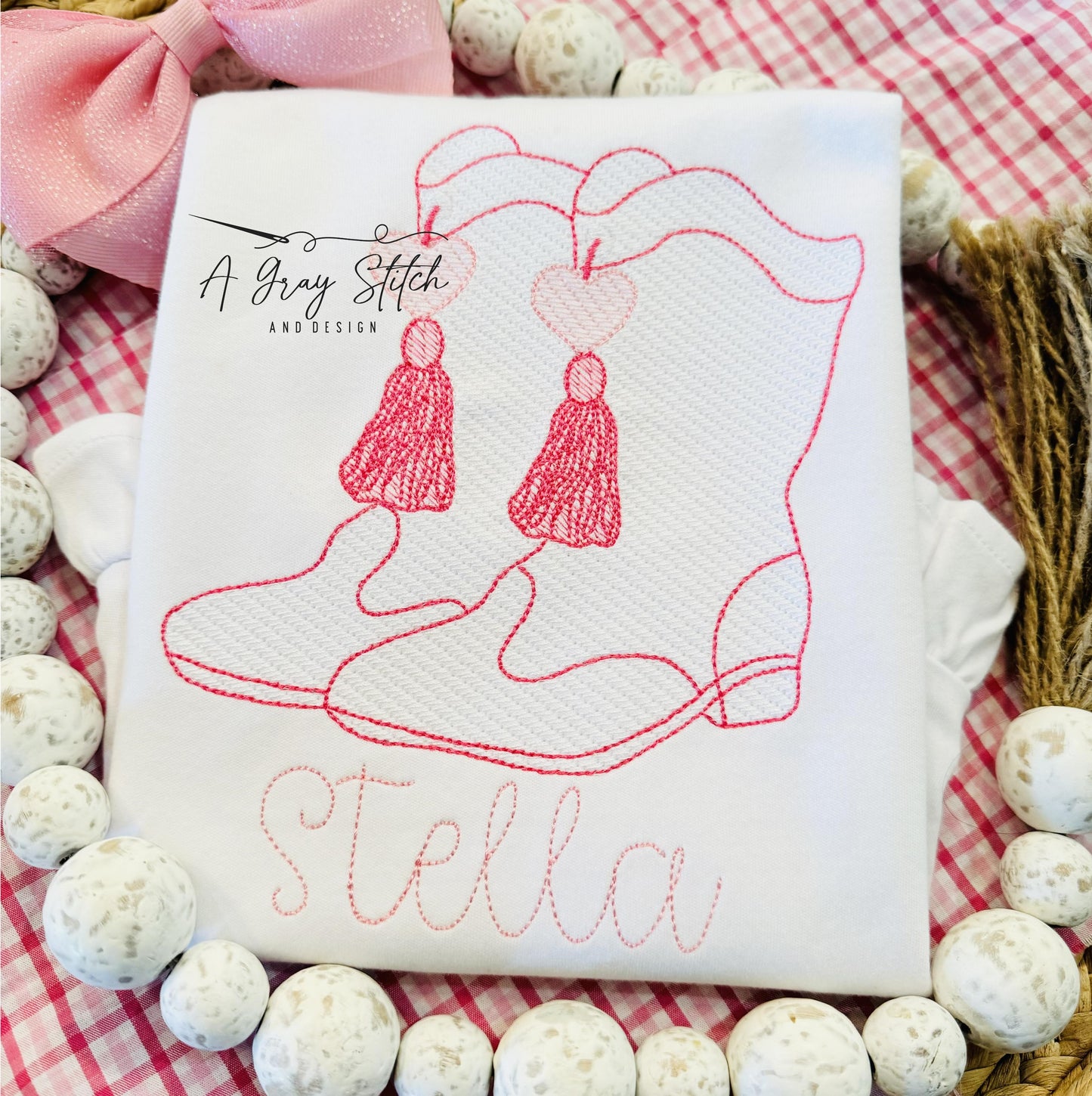 Sketch Fill Valentine's Day Boots Machine Embroidery Design