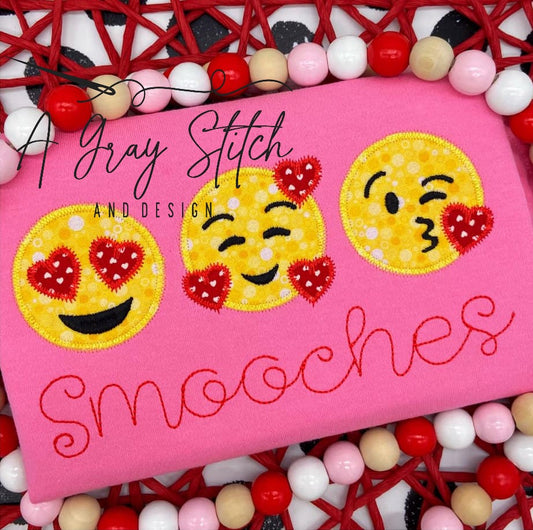 Zig Zag Applique Heartmoji Valentine's Day Machine Embroidery Design