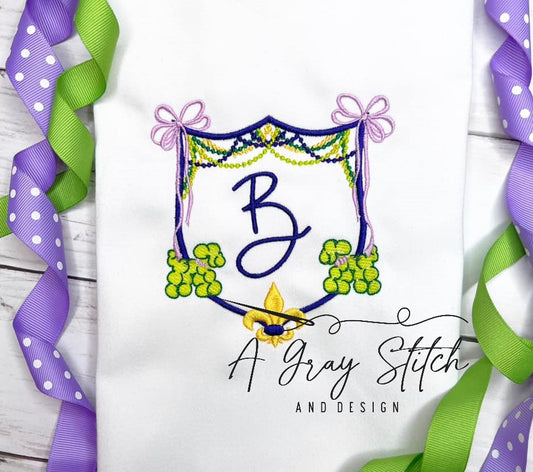 Mardi Gras Crest Quick Stitch Machine Embroidery Design