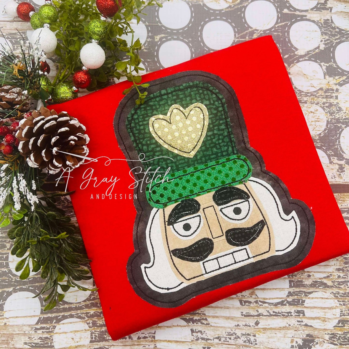 Bean Stitch Nutcracker Face Applique Design