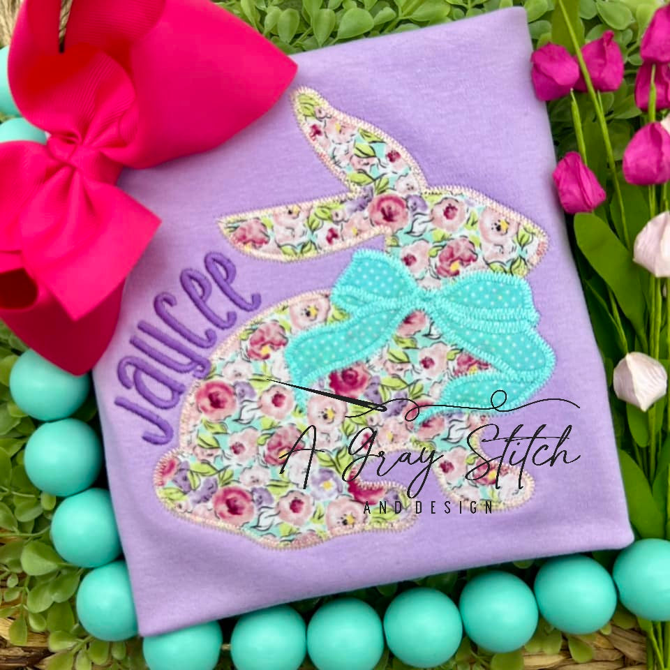 Zig Zag Applique Bunny Silhouette Design