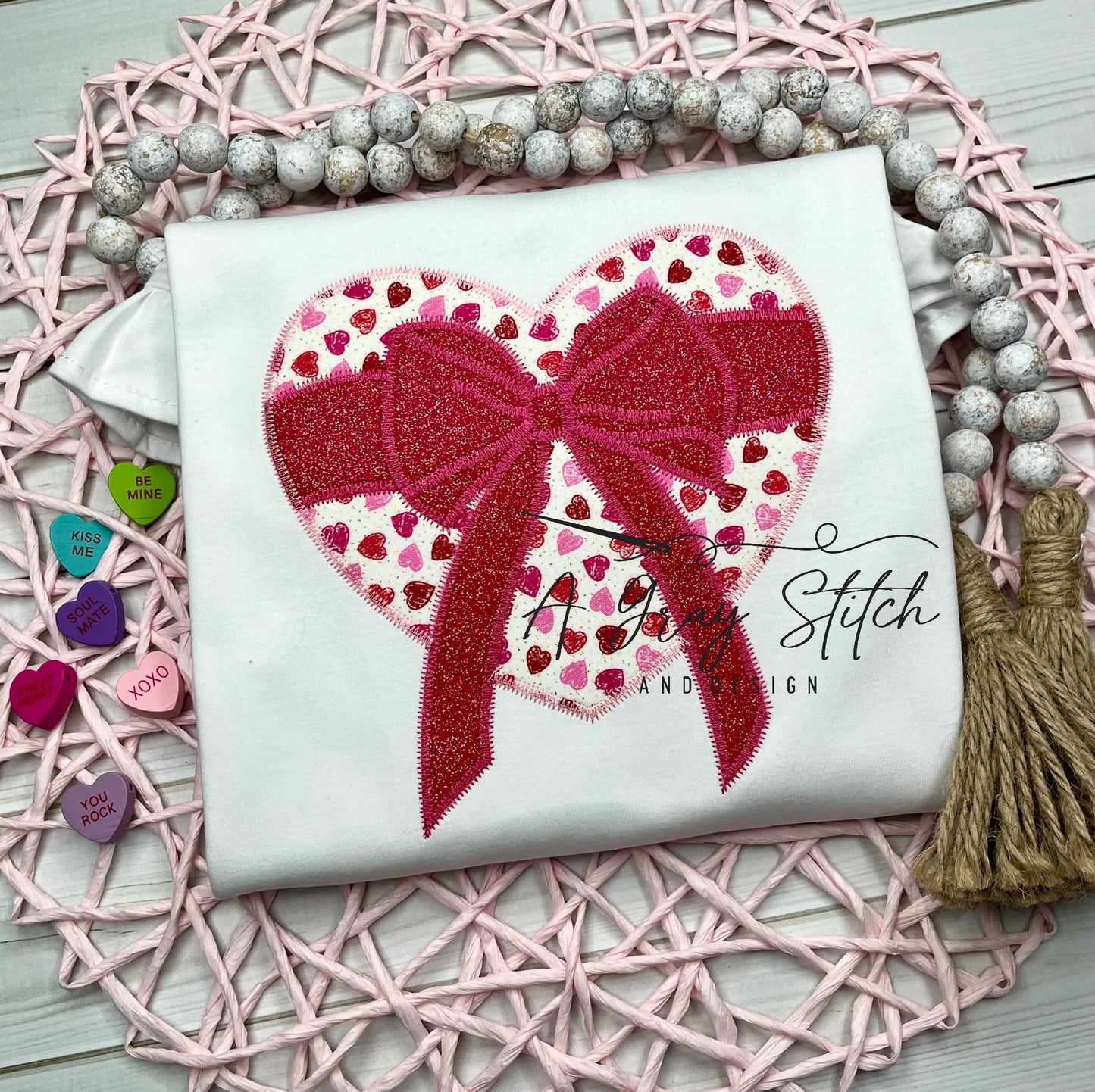 Zig Zag Heart with Gift Bow Valentine's Design