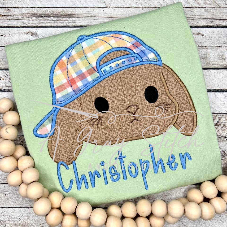 Satin Stitch Applique Lop Eared Bunny Boy