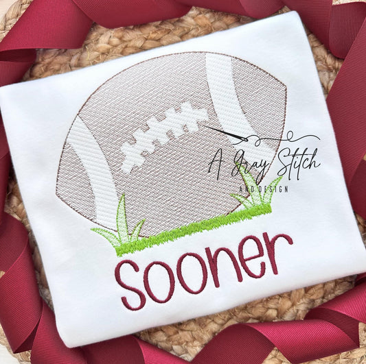 Sketch Fill Football in Grass Machine Embroidery Design