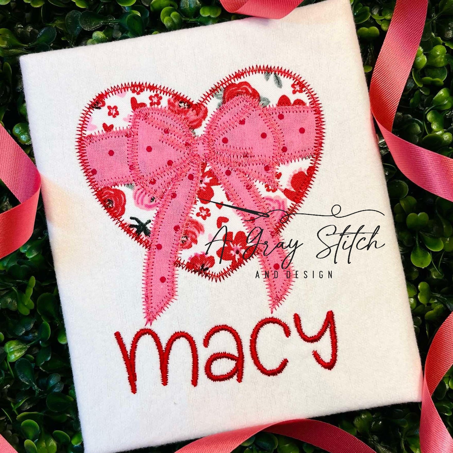 Zig Zag Heart with Gift Bow Valentine's Design