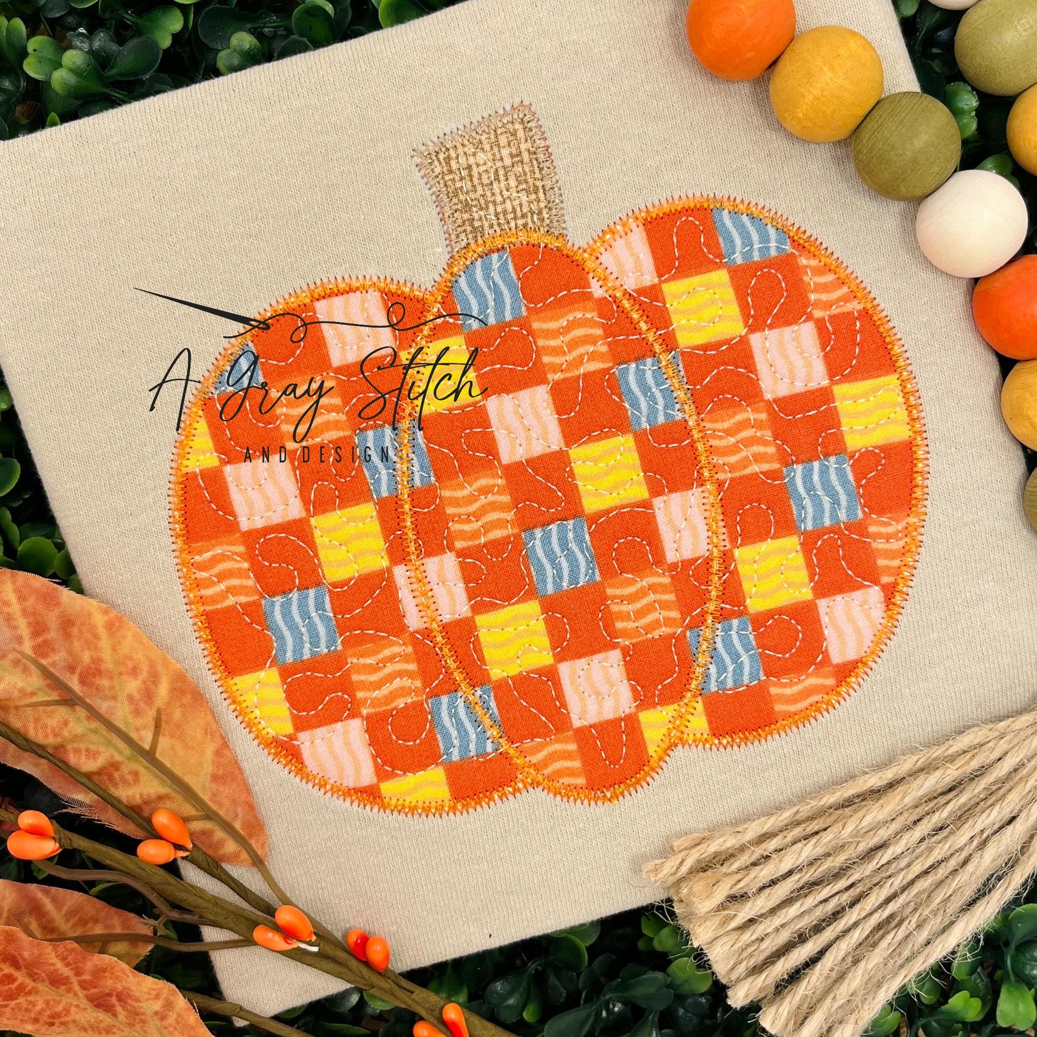 Patchwork Applique Patterns Quilted Patchwork Pumpkin Applique Design – A Gray Stitch and Design