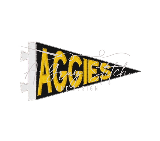 Aggies Pennant Flag Machine Embroidery Applique Design