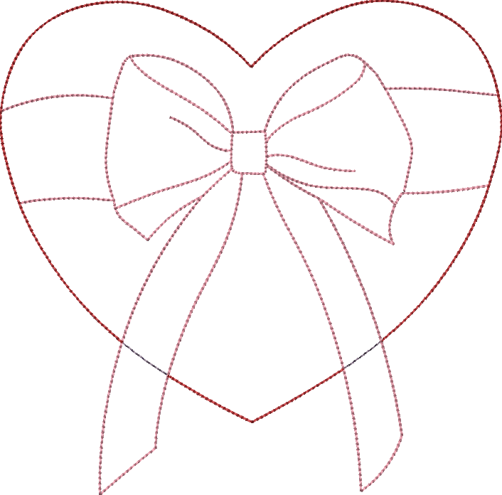 Bean Stitch Heart with Gift Bow Valentine's Design