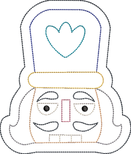 Bean Stitch Nutcracker Face Applique Design