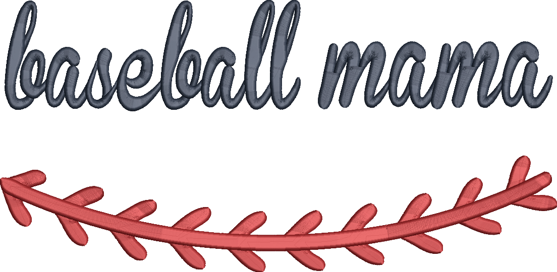 Baseball Mama Baseball Laces Puff Satin Stitch Design