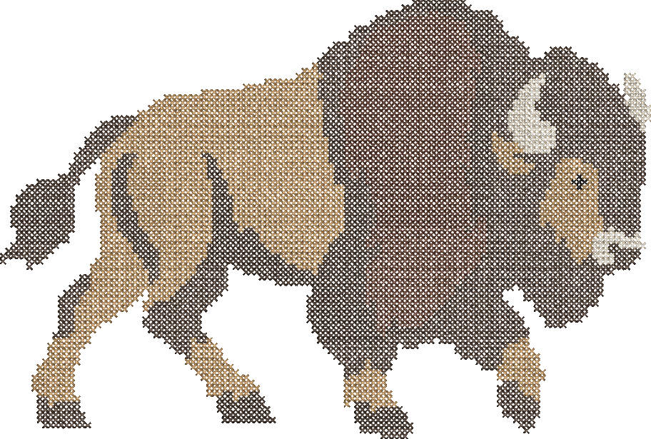 Cross Stitch Bison Mascot