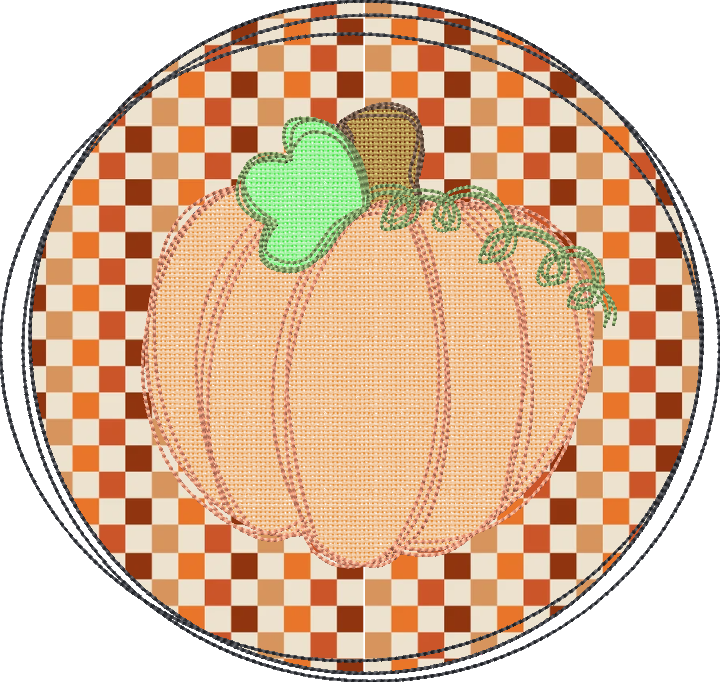 Bean Stitch Scratchy Frame Pumpkin Embroidery Applique Design