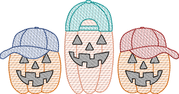 Sketch Fill Jack O Lantern Dudes Machine Embroidery Quick Stitch Design