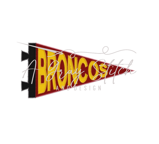 Broncos Pennant Flag Machine Embroidery Applique Design