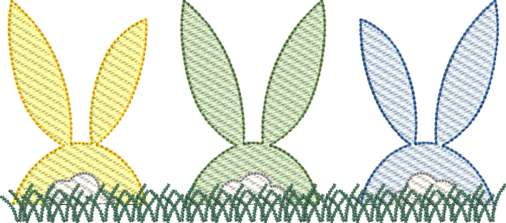Sketch Fill Bunny Tail Trio Machine Embroidery Design Quick Stitch