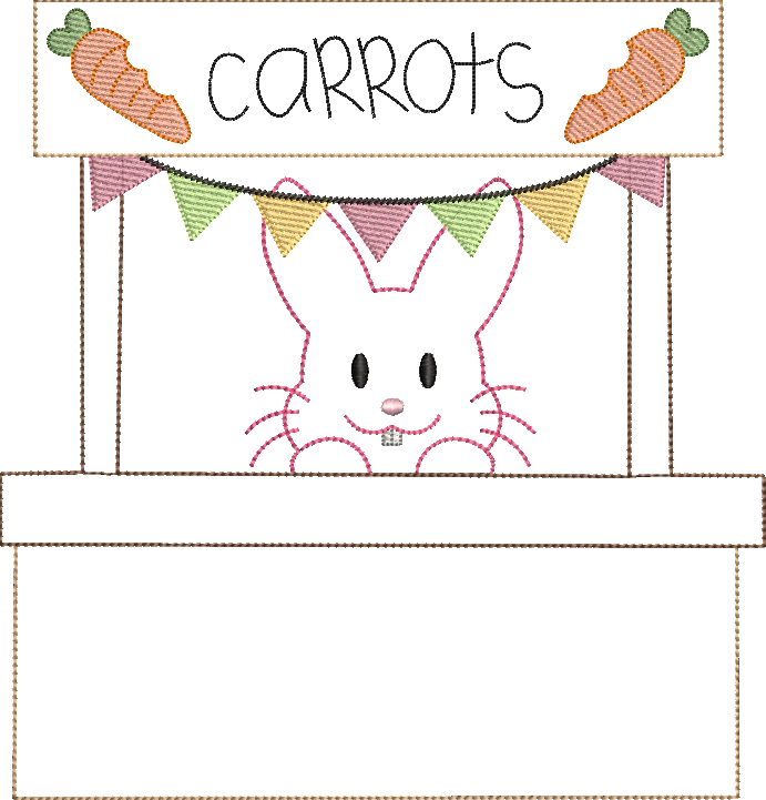 Bean Stitch Applique Carrot Stand with Bunny Machine Embroidery Design