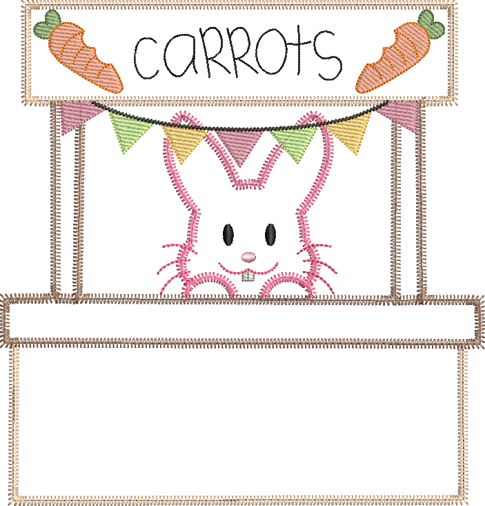 Zig Zag Applique Carrot Stand with Bunny Machine Embroidery Design