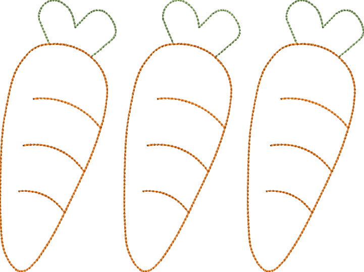 Bean Stitch Applique Simple Carrot Trio Easter Machine Embroidery Design
