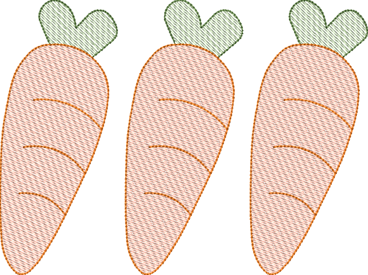 Sketch Fill Carrot Trio Quick Stitch Machine Embroidery Design