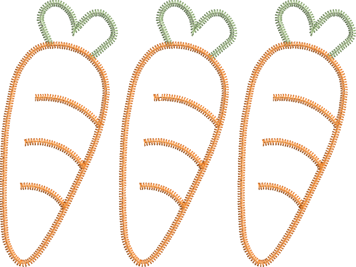 Zig Zag Applique Simple Carrot Trio Easter Machine Embroidery Design