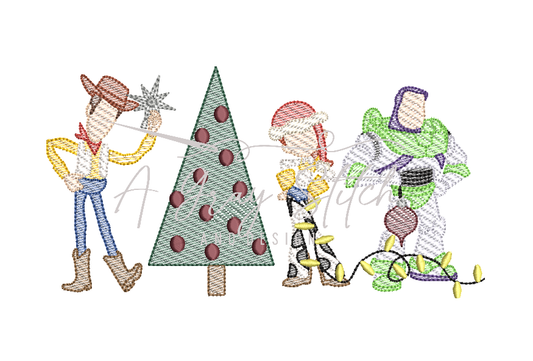 Christmas Toys Sketch Fill Machine Embroidery Design