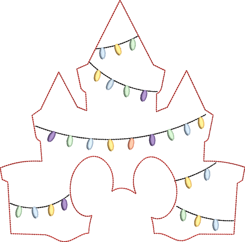 Bean Stitch Inspired Holiday Castle Applique Design