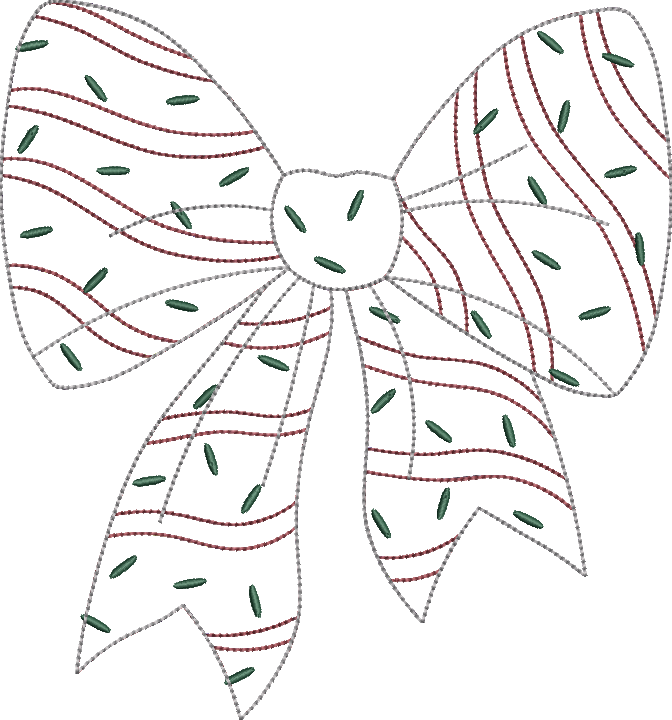 Bean Stitch Christmas Tree Cake Coquette Bow Applique Design