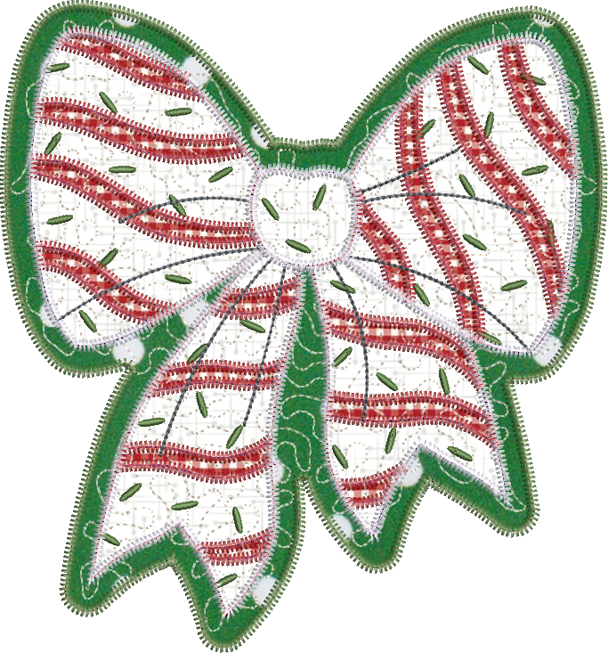 Quilted Christmas Tree Cake Coquette Bow Applique Design