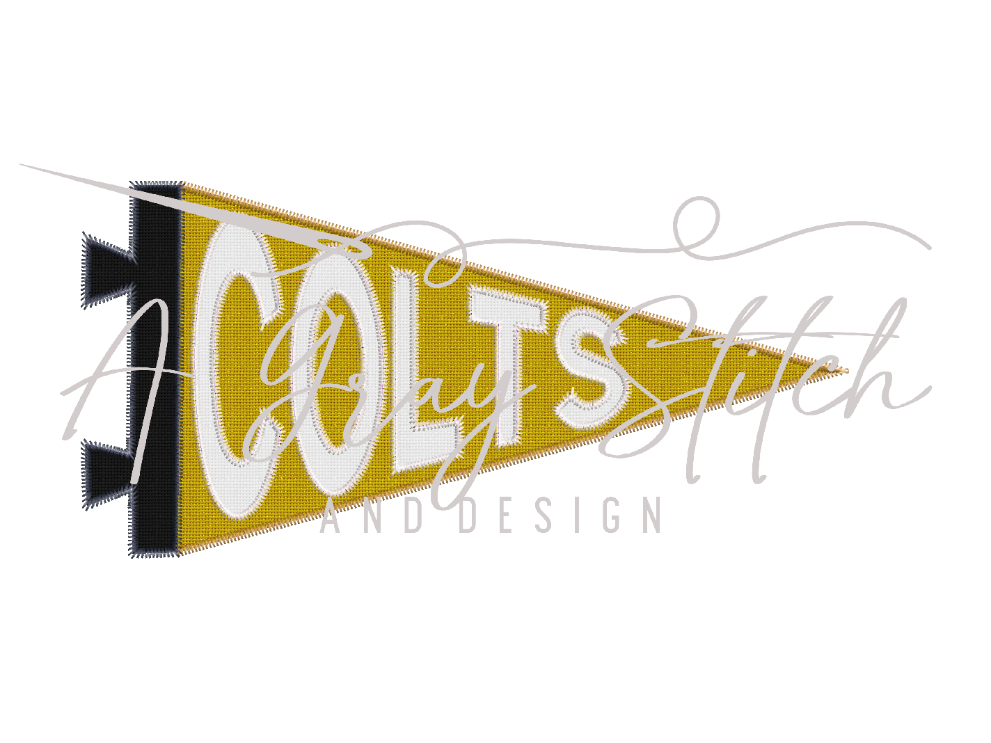 Colts Pennant Flag Machine Embroidery Applique Design