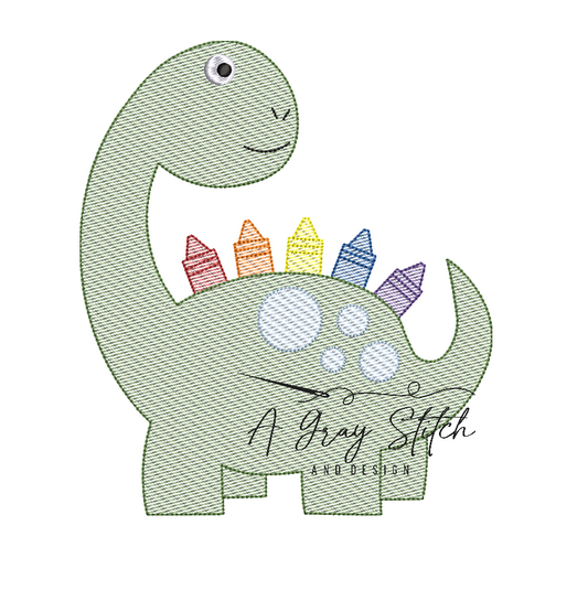 Crayloasaurus Rex Back to School Sketch Fill Machine Embroidery Design