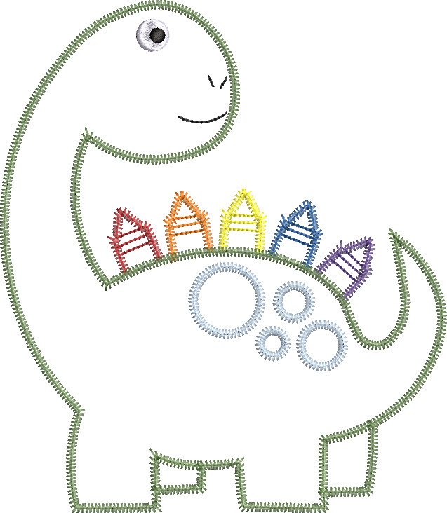 Zig Zag Crayolasaurus Back to School Dino Machine Embroidery Applique Design