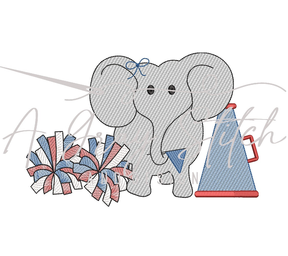 Sketch Game Day Elephant Cheer Girl