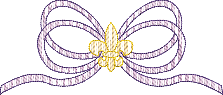 Sketch Fill Long Tail Mardi Gras Bow Design