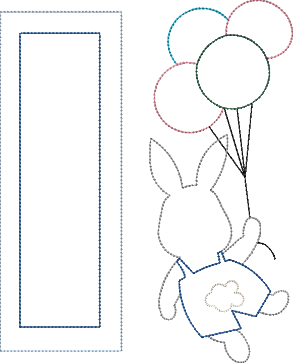 Bean Stitch Applique Floating Balloon Boy Bunny Quick Stitch Easter Machine Embroidery Design