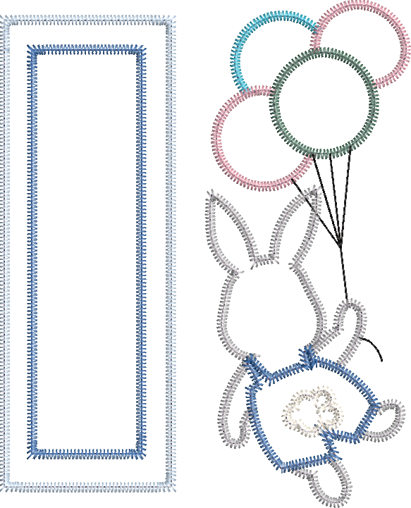 Zig Zag Applique Floating Balloon Boy Bunny Quick Stitch Easter Machine Embroidery Design
