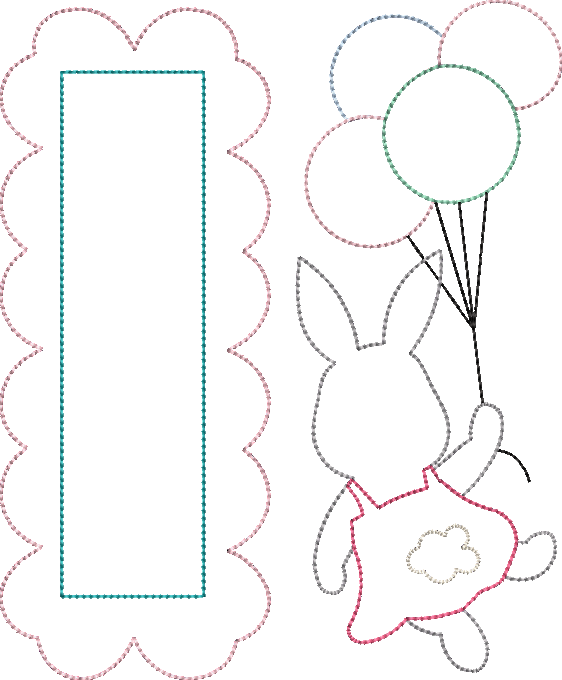 Bean Stitch Applique Floating Balloon Girl Bunny Quick Stitch Easter Machine Embroidery Design