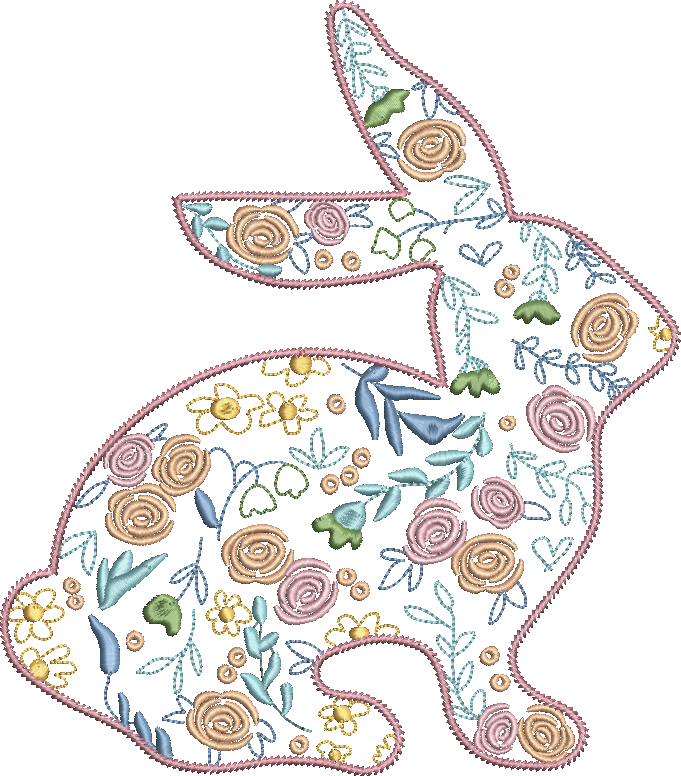 Vintage Stitch Applique Floral Bunny