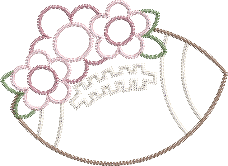 Zig Zag Applique Floral Football Design