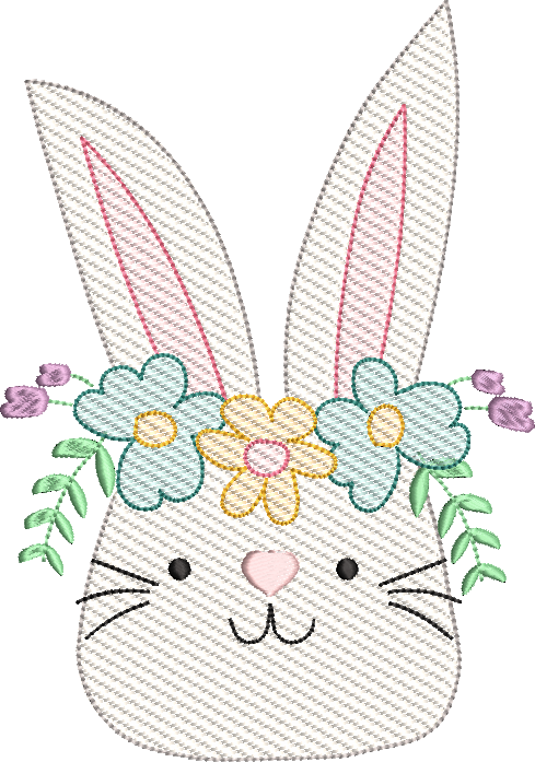 Sketch Fill Boho Bunny Machine Embroidery Design Quick Stitch