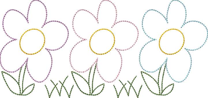 Bean Stitch Spring Flower Trio