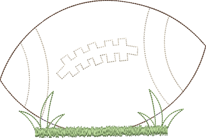 Bean Stitch Applique Football in Grass Machine Embroidery Design