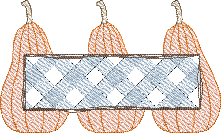 Sketch Fill Pumpkin Trio with Gingham Name Frame Design