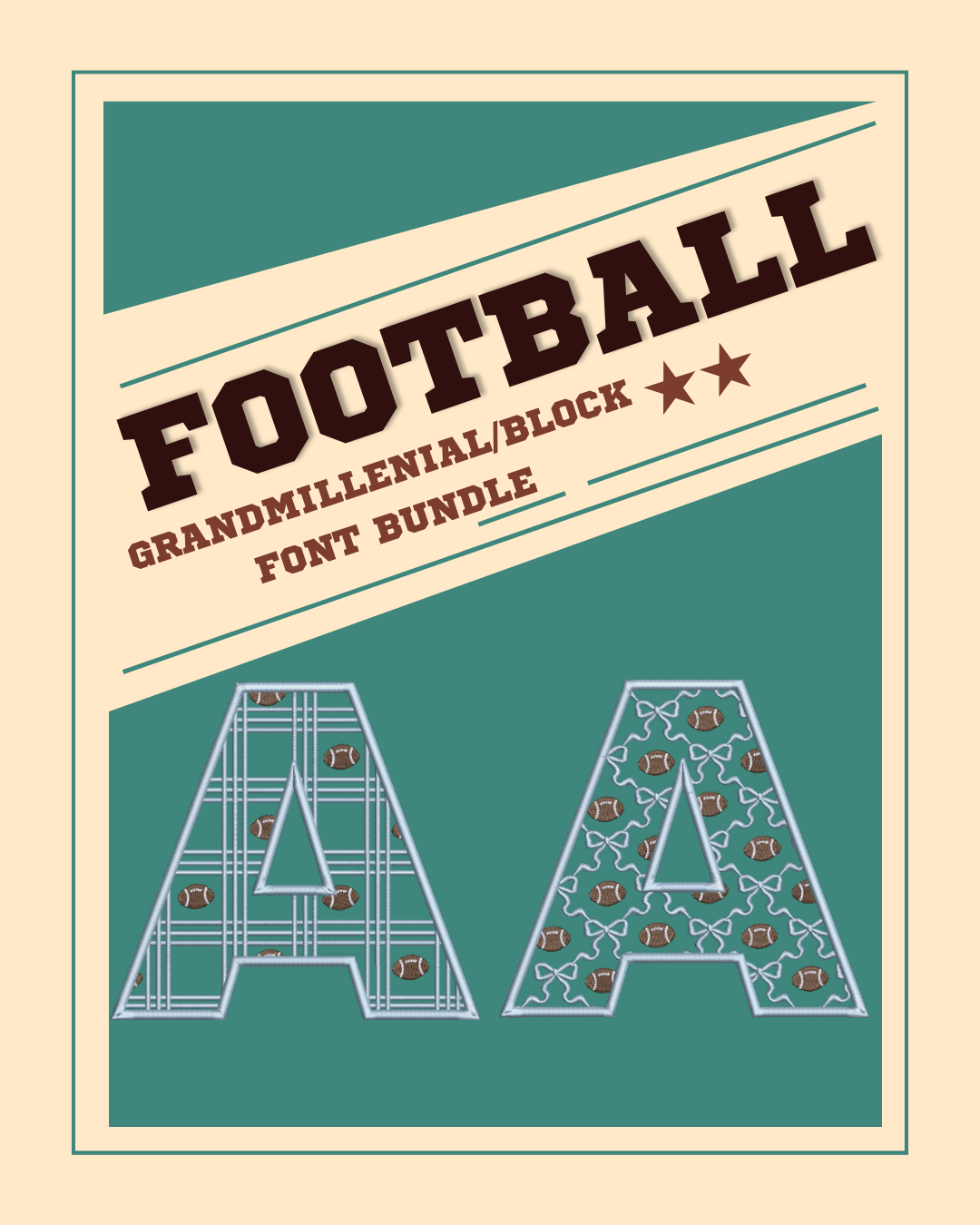 Game Day Grandmillenial/Boy Block Font Set – A Gray Stitch and Design