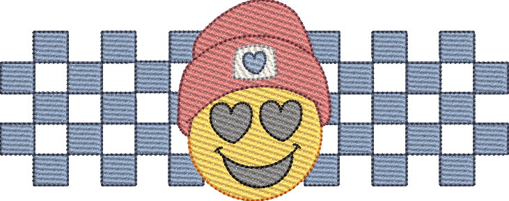 Sketch Fill Heart Throb with Checkered Background Valentine's Day Machine Embroidery Quick Stitch