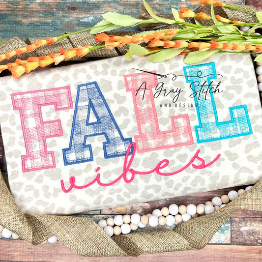 Sketch Fill Plaid Fall Vibes Machine Embroidery Quick Stitch Girly Design